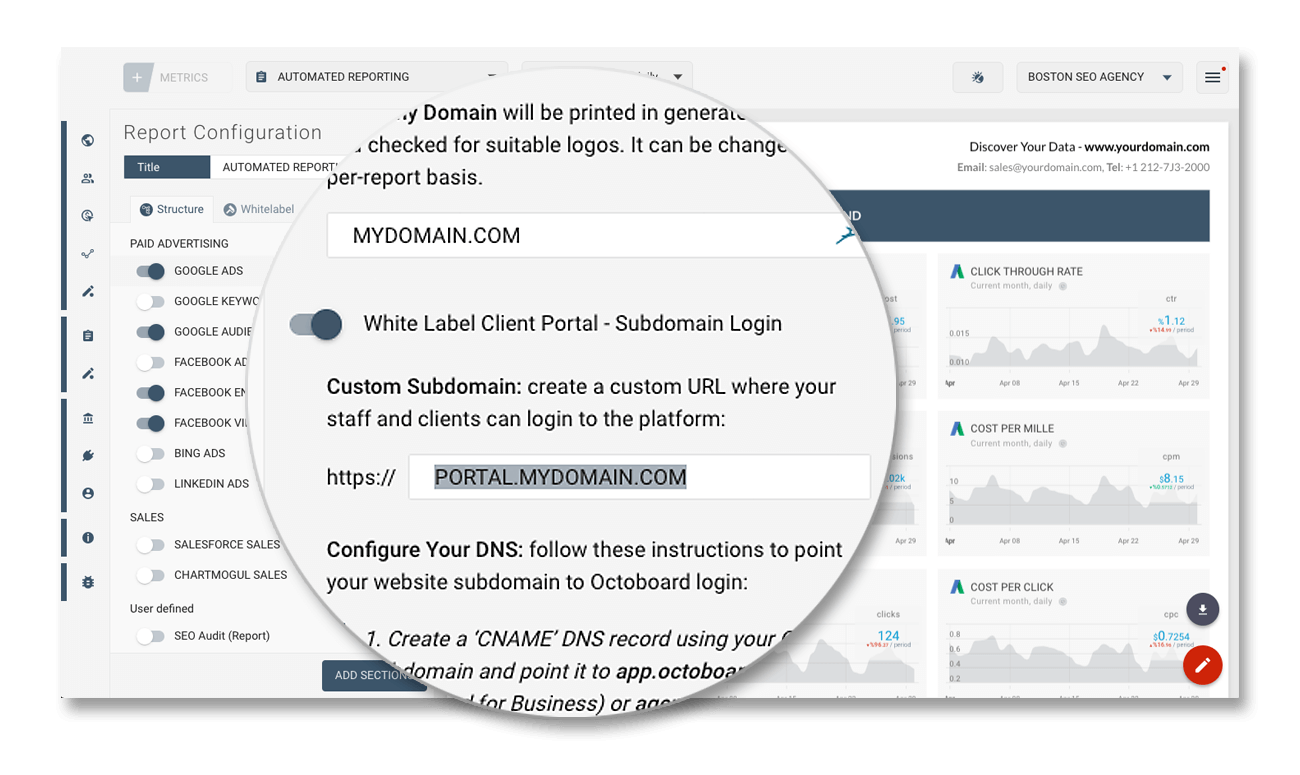 Client portal powered by octoboard