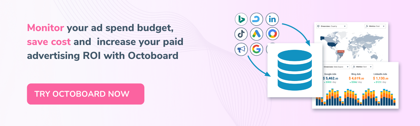 Monitor your ad spend budget, save costs and increase your paid advertising ROI with Octoboard.