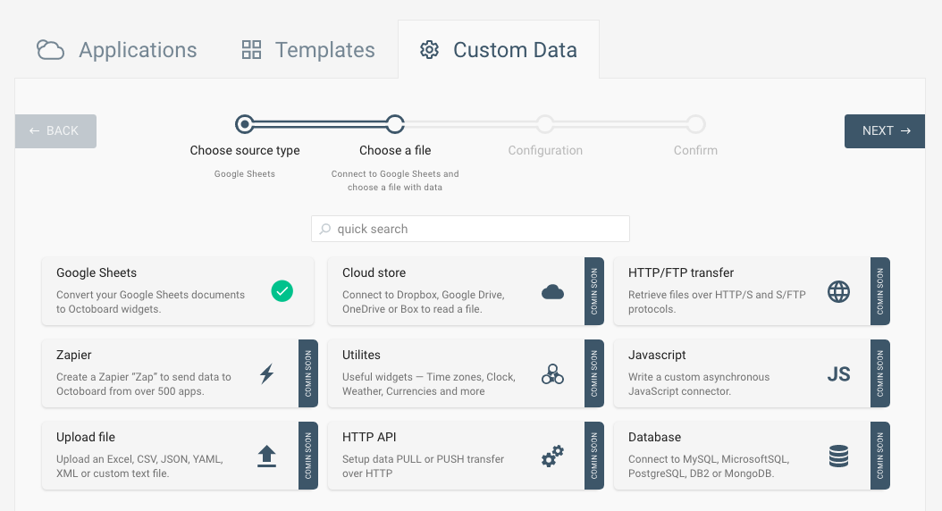 Google sheet wizard configure data point