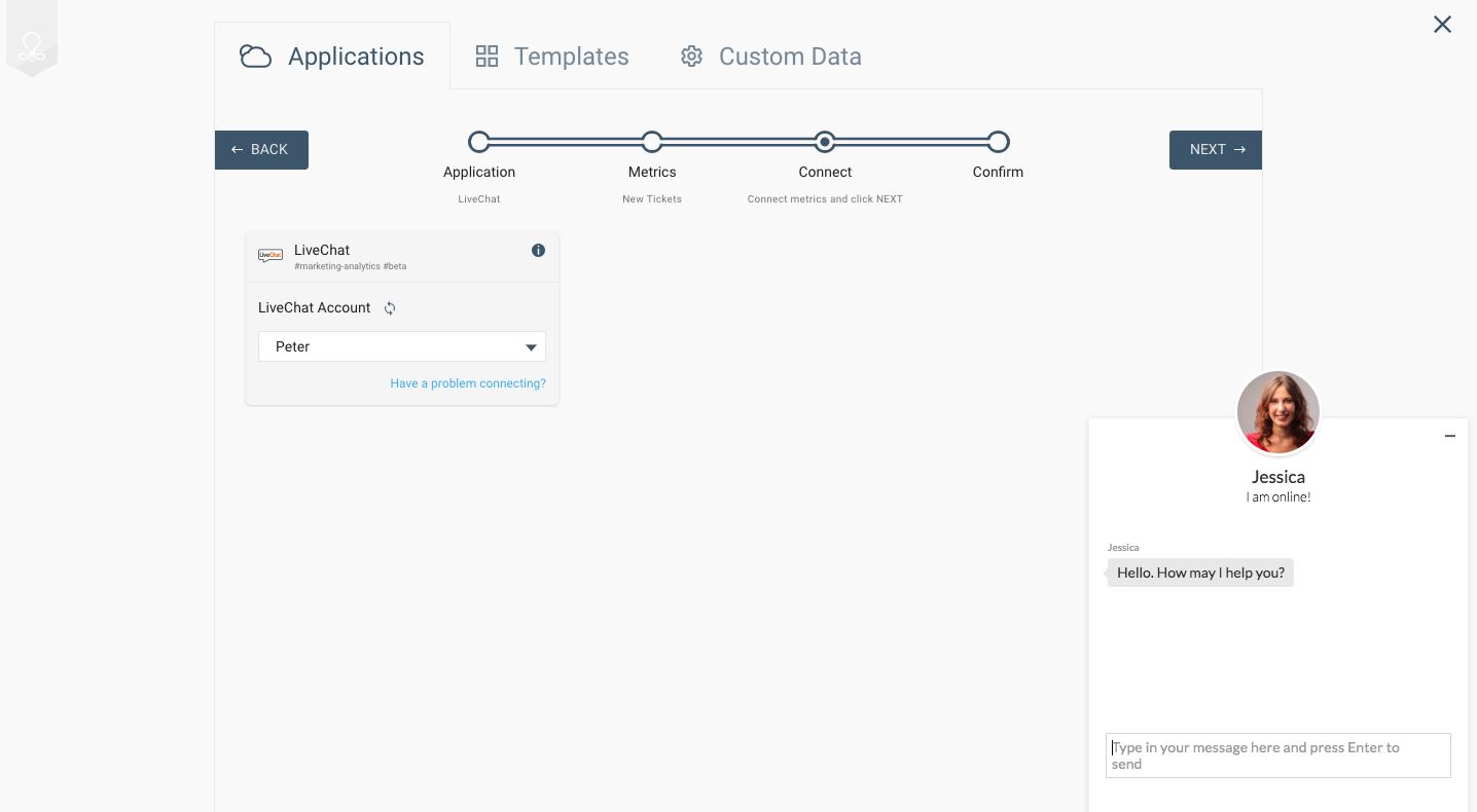 LiveChat stats connect account