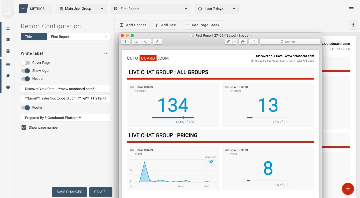 Statistiche LiveChat report