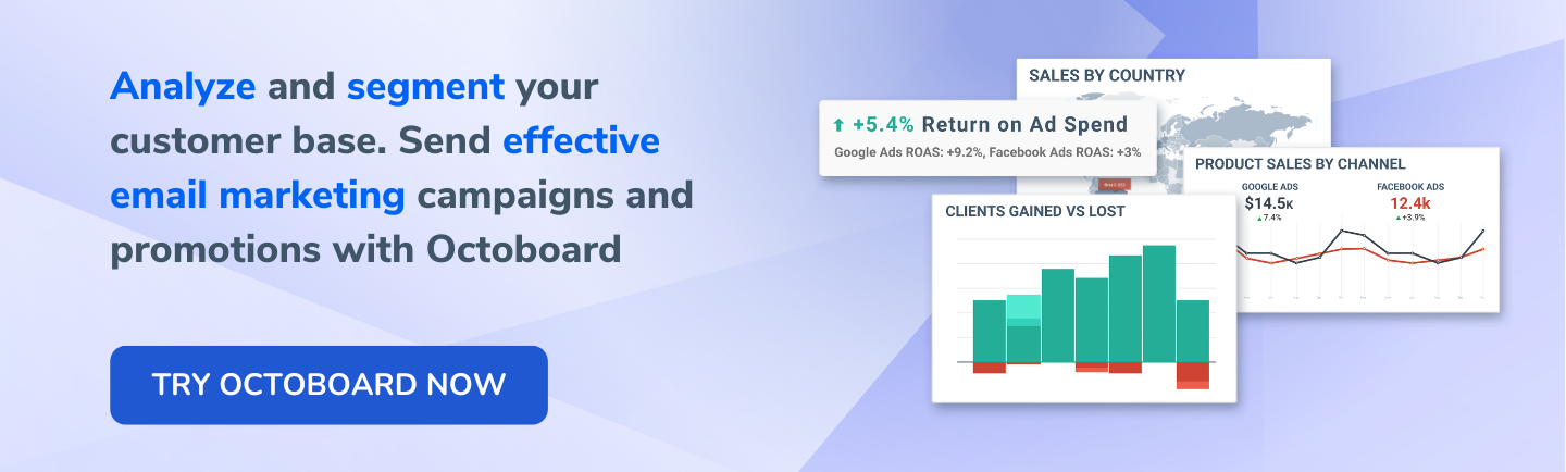 Analyze and segment your customer base. Send effective email marketing campaigns and promotions with Octoboard.