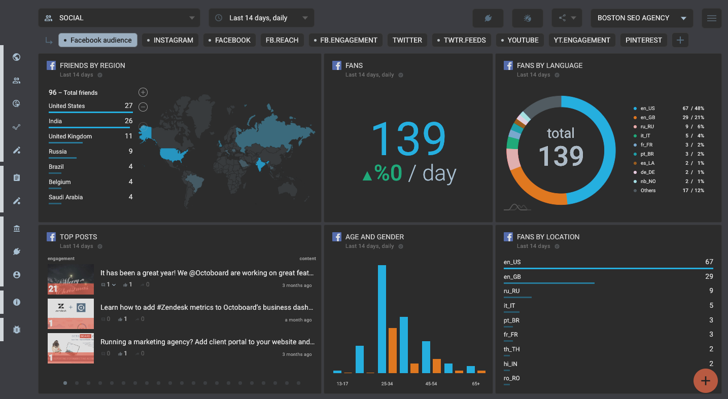 Template for generated report: Facebook audience template