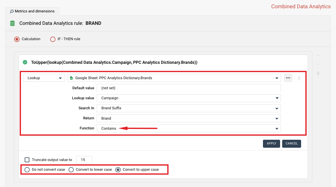 Brand lookup function