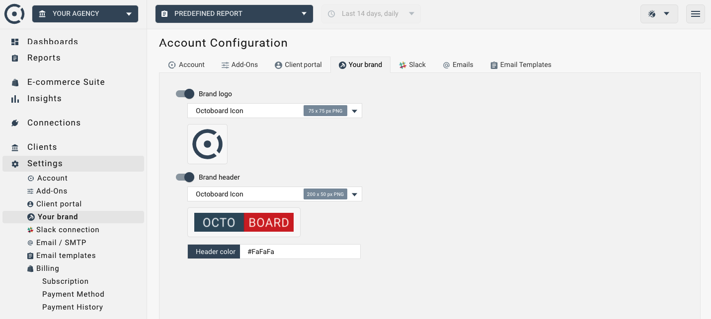 Branding configuration options