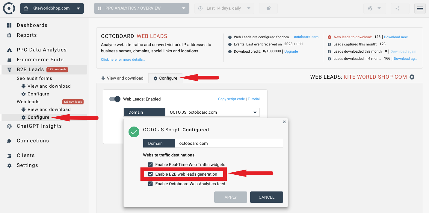 Configure business domain capture feature