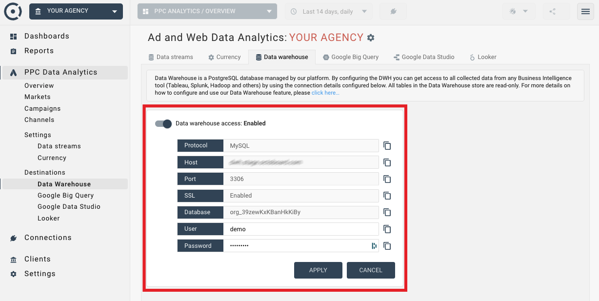 Creating new data warehouse user