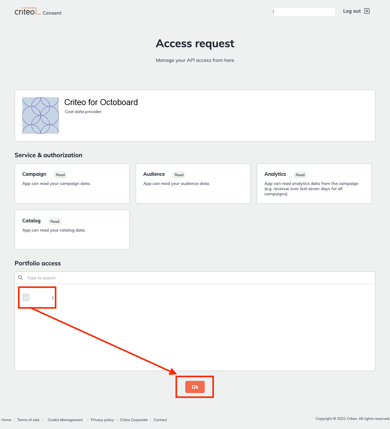 Criteo portfolio access
