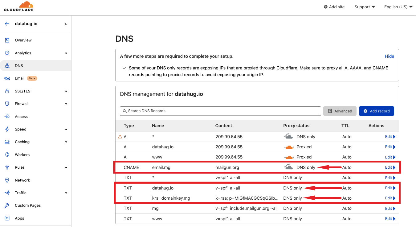 Dns configuration for hosted service