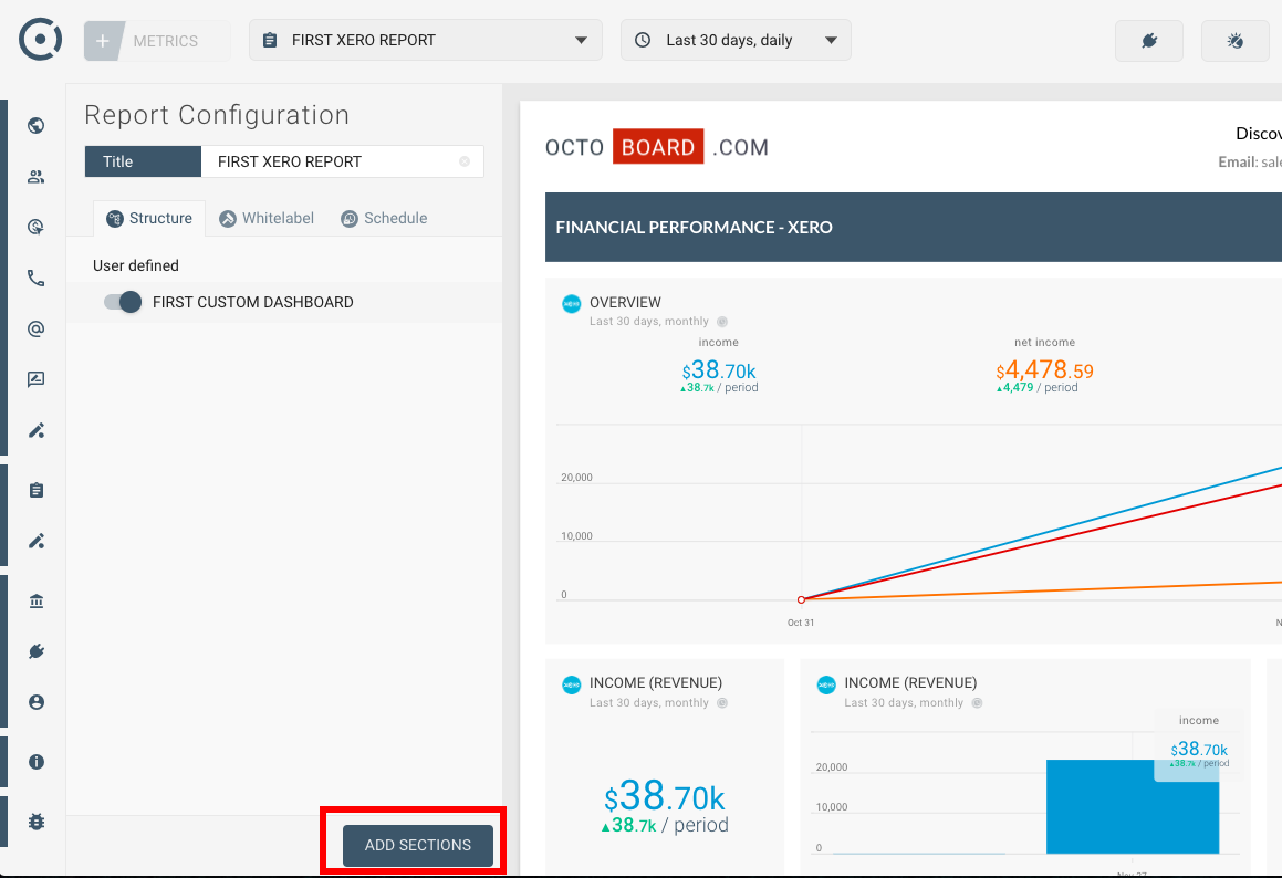 Getting started with octoboard add section