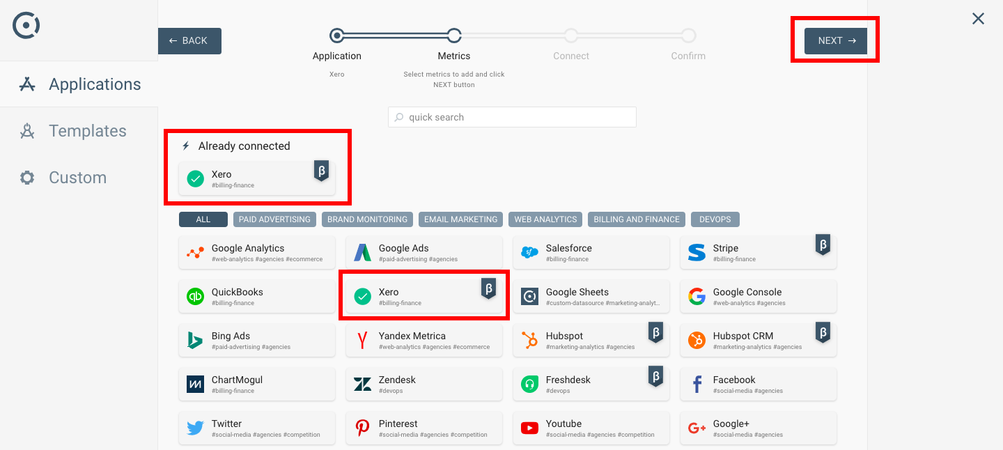 Getting started with octoboard xero connected