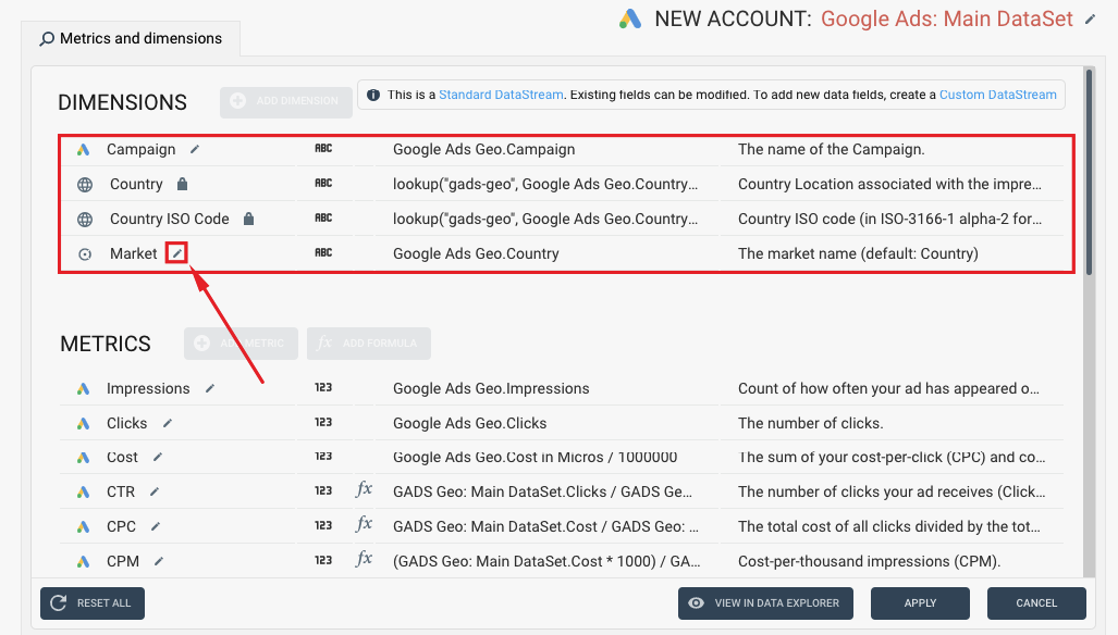 Google ads dimensions