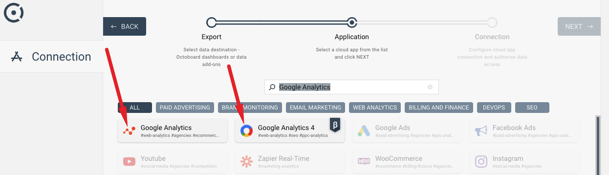 Google analytics 4 connection wizard