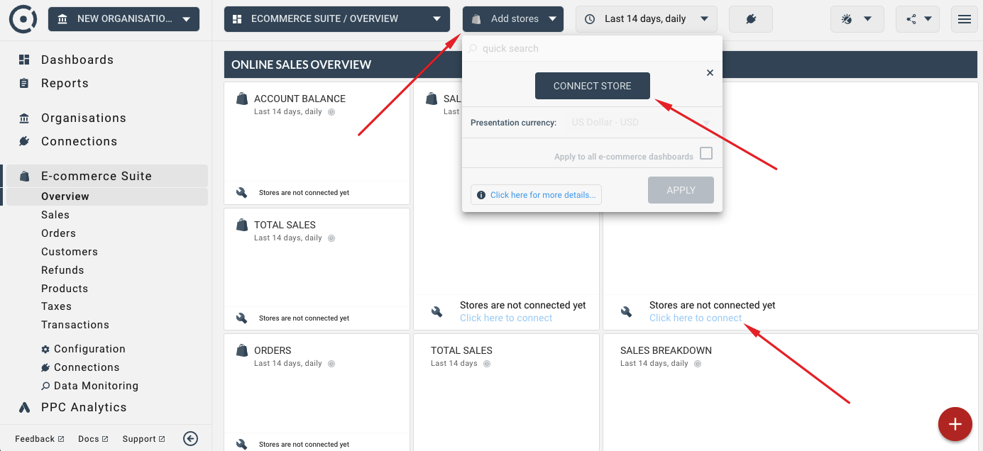 How to connect stores to ecommerce suite
