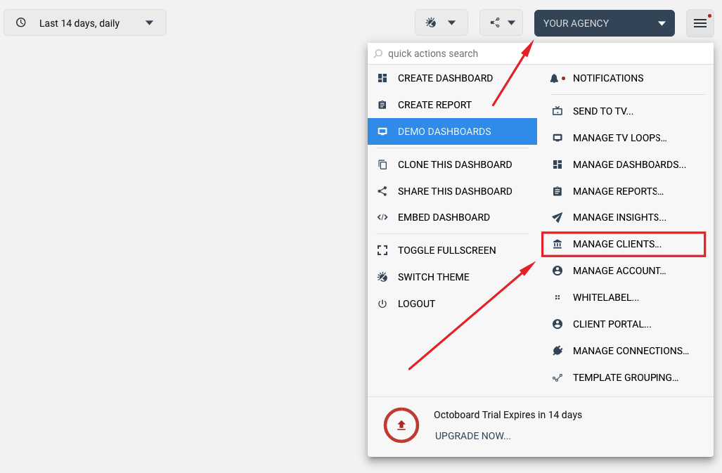 How to manage clients in octoboard