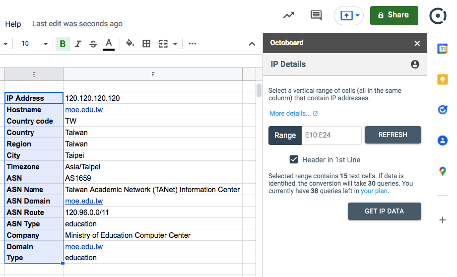 Ip details results