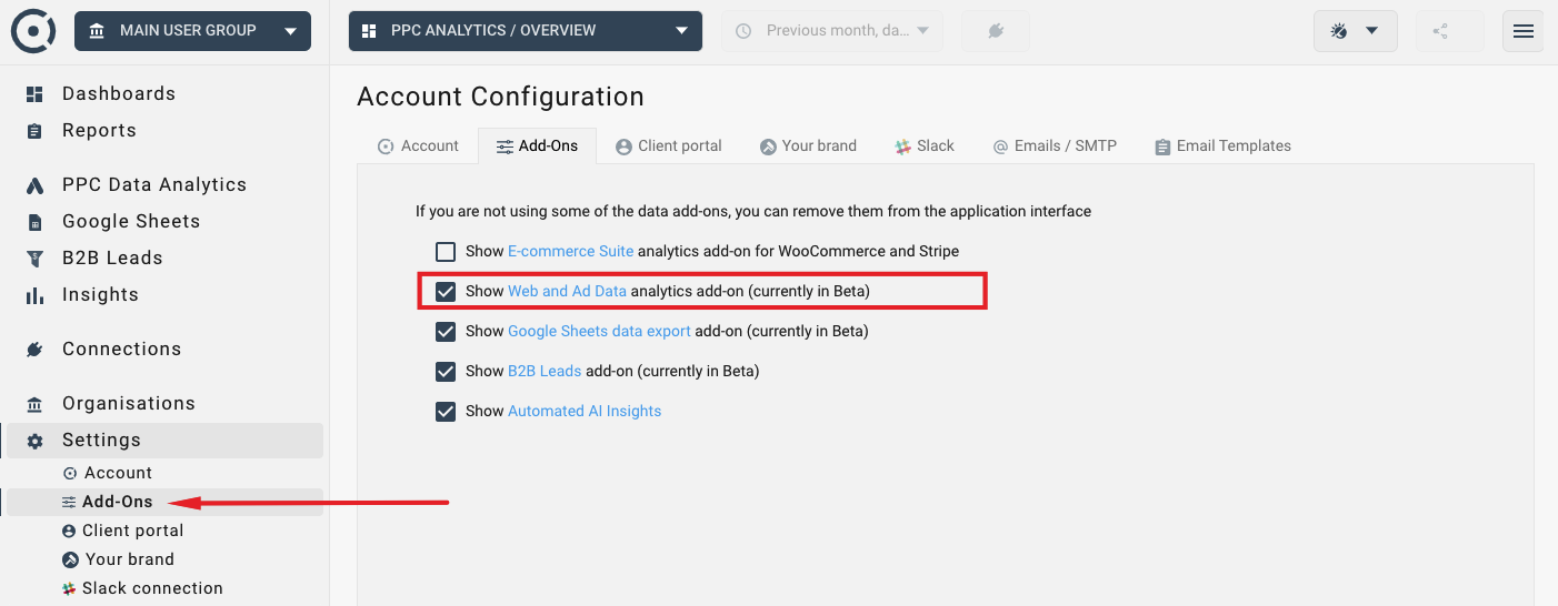 Ppc data analytics add on visibility