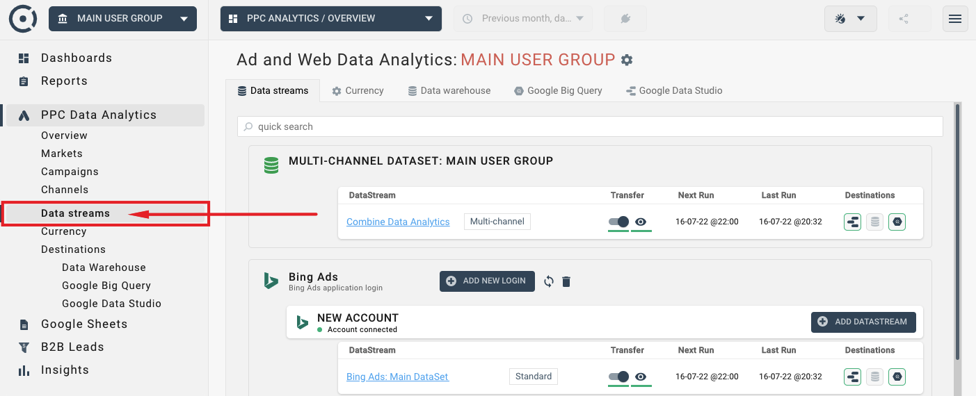 Ppc data connections