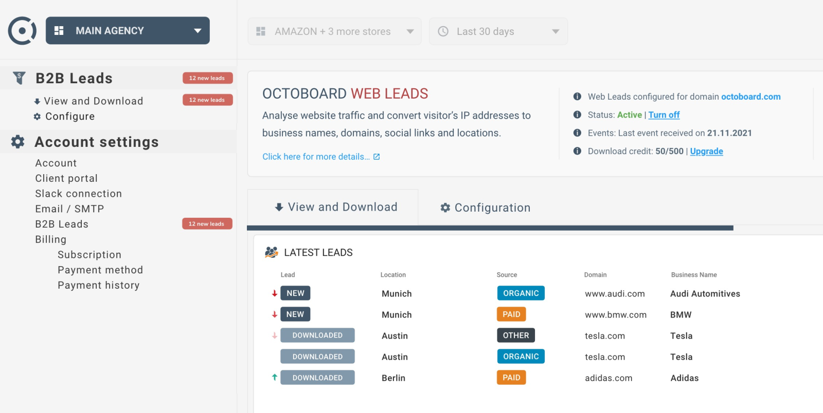 Real time company domain details capture