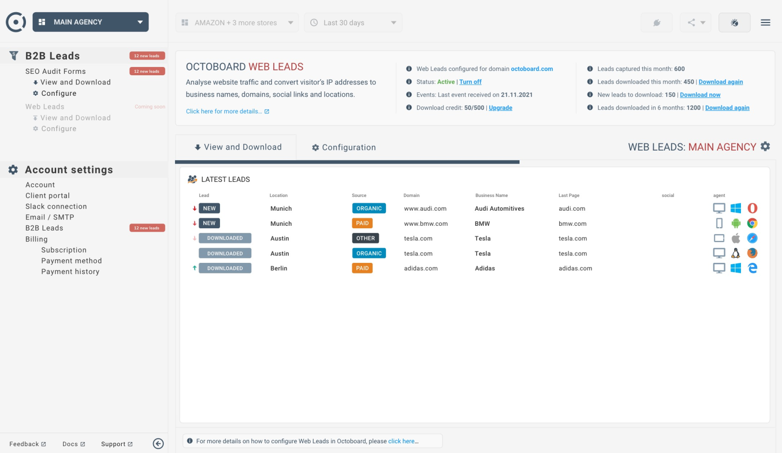 Real time ip to business lead generation feature