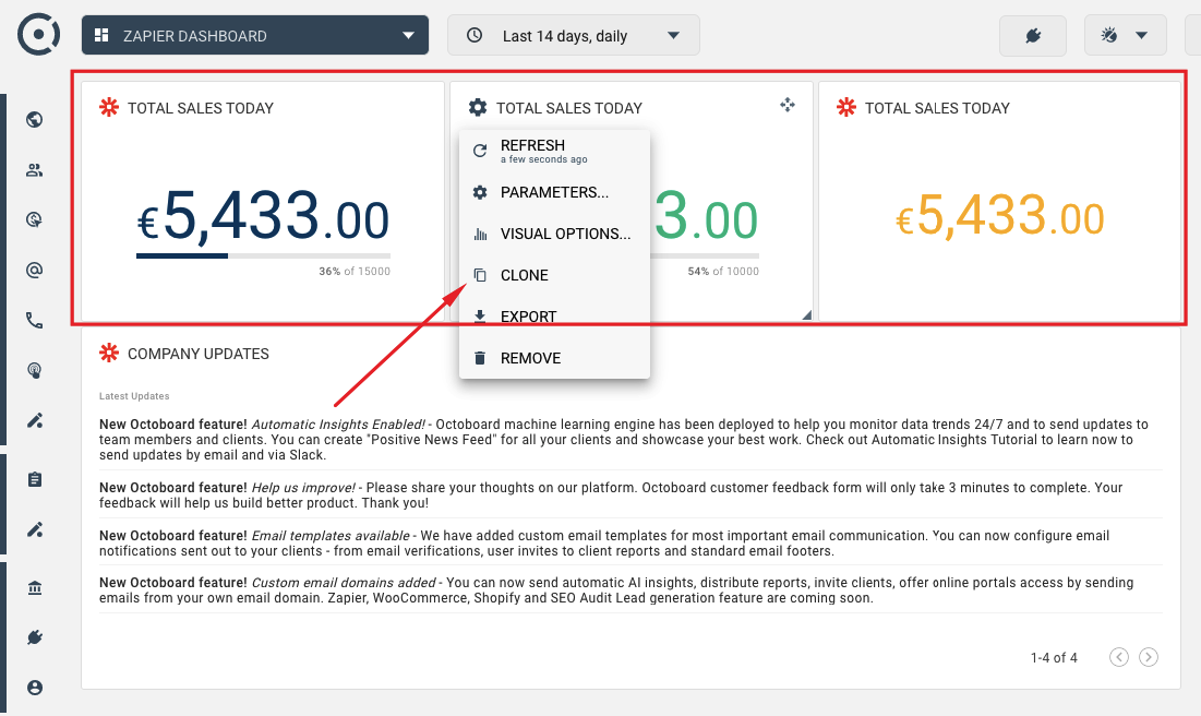 Zapier cloned numeric widgets