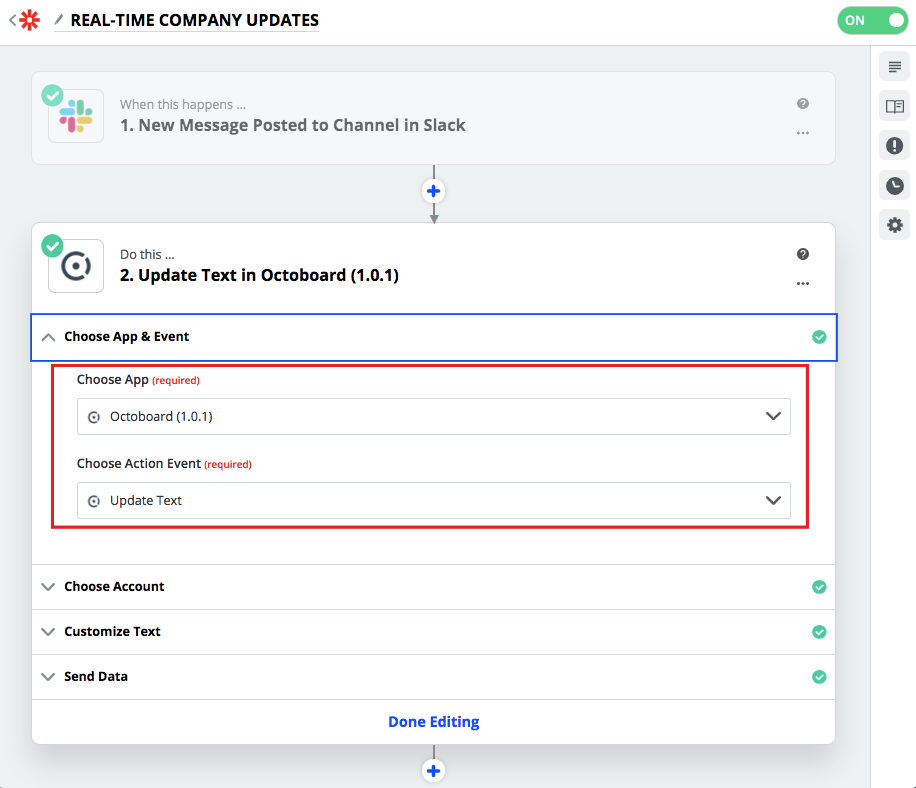 Zapier connect to octoboard in zap