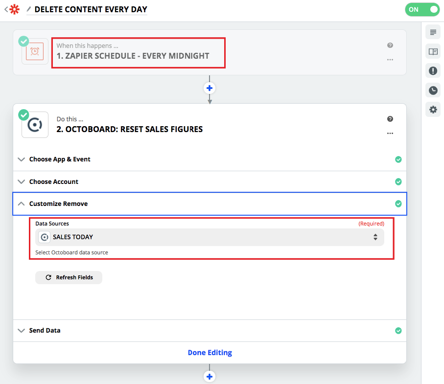 Zapier how to reset daily sales